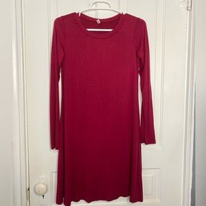 Red long sleeve “tee shirt dress style” Small